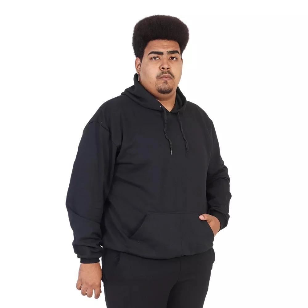 Moletom Masculino Capuz Plus Size Cor Preto Tamanho G2