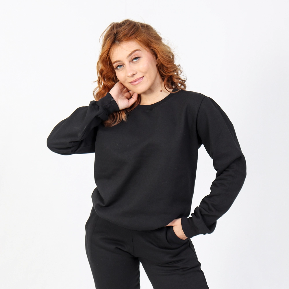 Moletom Feminino Gola Careca Cor Preta Tamanho G
