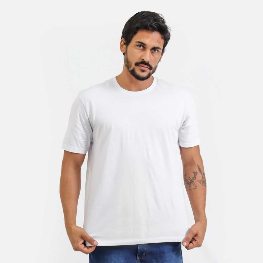Camiseta Masculina Básica Lisa Cor Branco Tamanho Xxxg