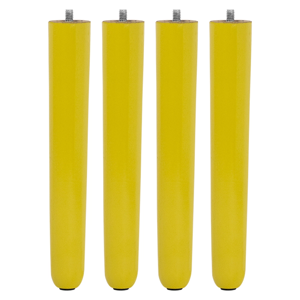 Kit 4 Pés Palito Amarelo 25 Cm Com Rosca Metal Para Móveis D10 - D rossi