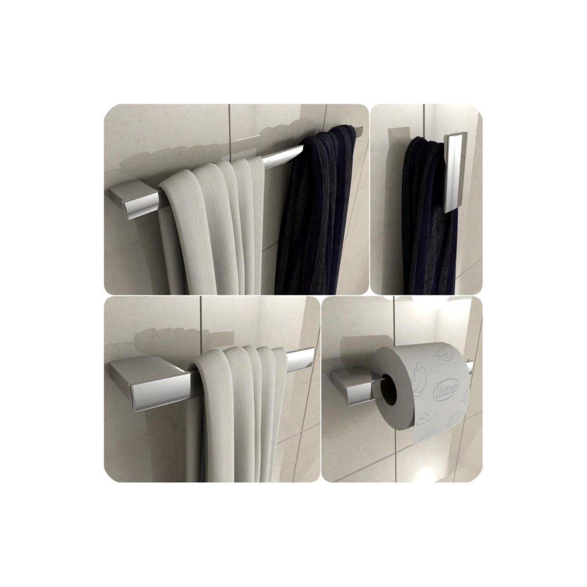 Kit De Acessórios De Banheiro Cromado Master 4 Peças