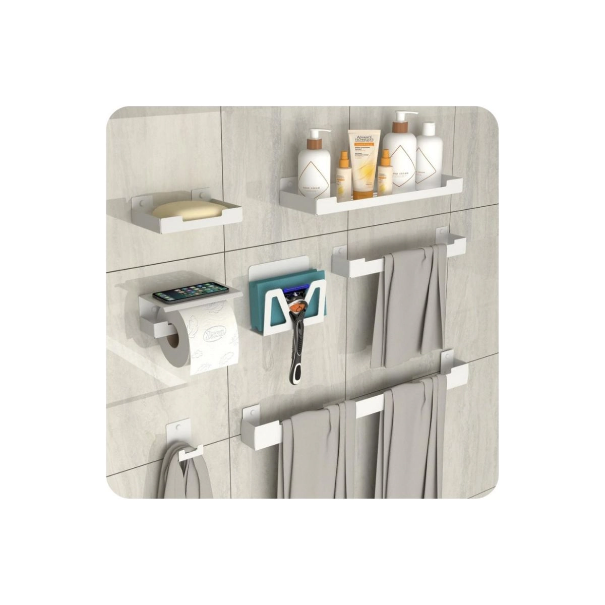 Kit De Acessórios Para Banheiro 7 Peças Branco Elg