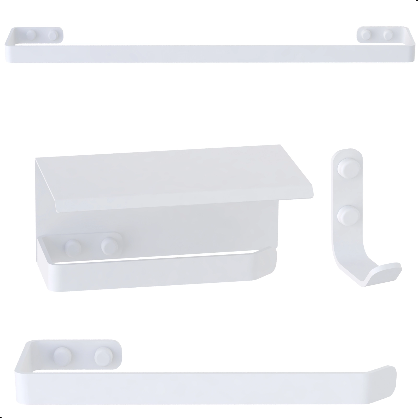Kit De Acessórios Para Banheiro Branco 4 Peças Max