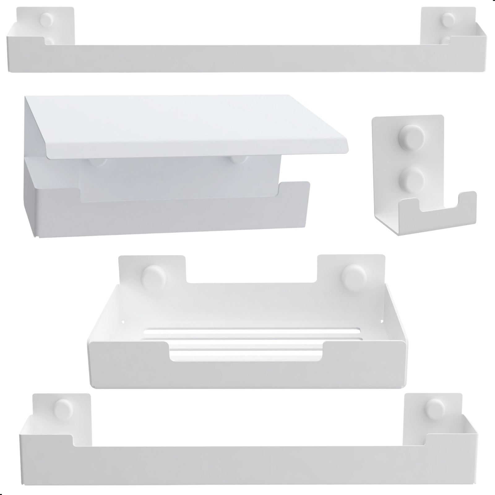Kit De Acessórios Para Banheiro Branco 5 Peças Elg