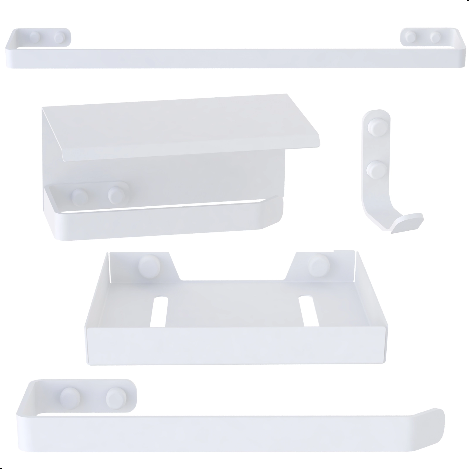 Kit De Acessórios Para Banheiro Branco 5 Peças Max