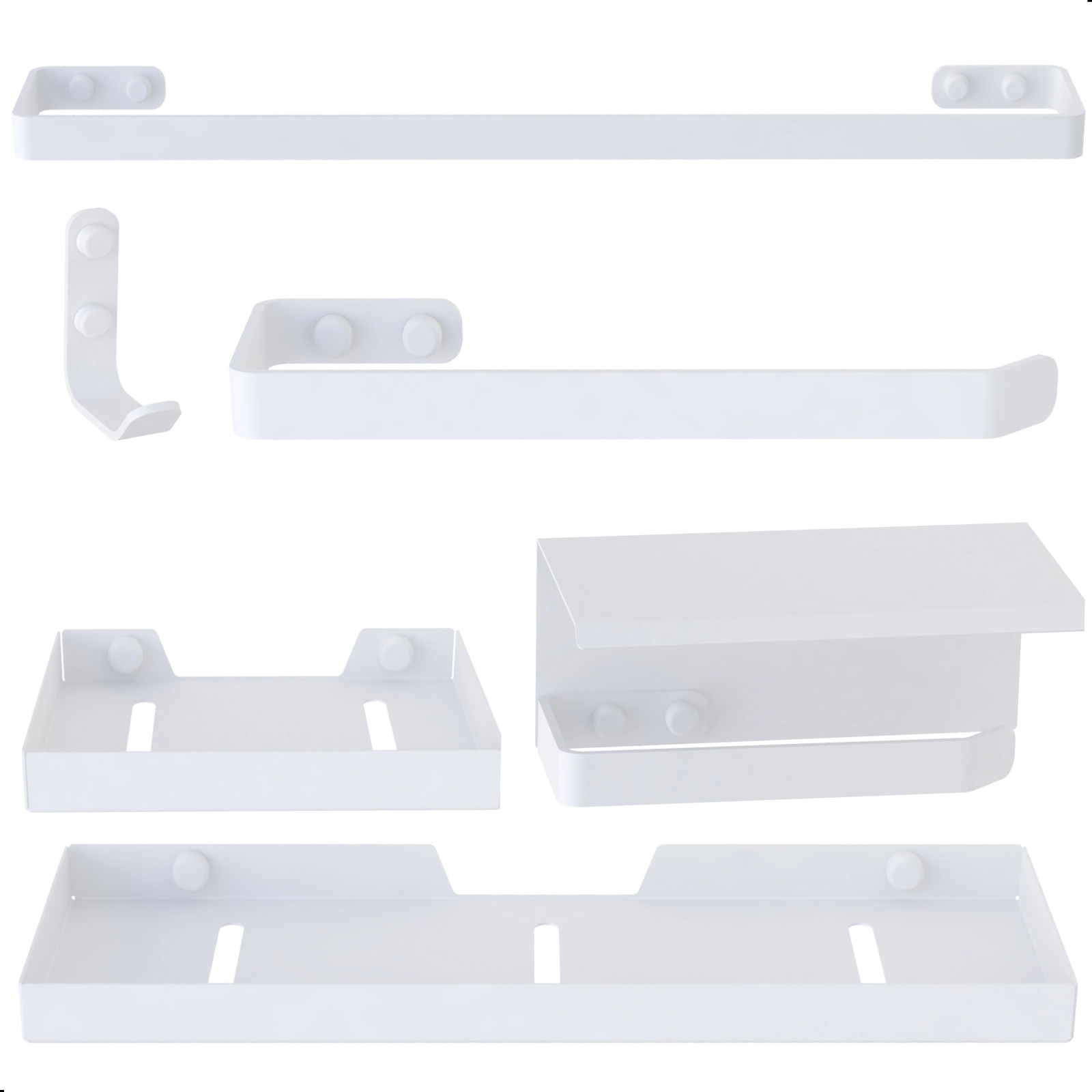 Kit De Acessórios Para Banheiro Branco 6 Peças Max