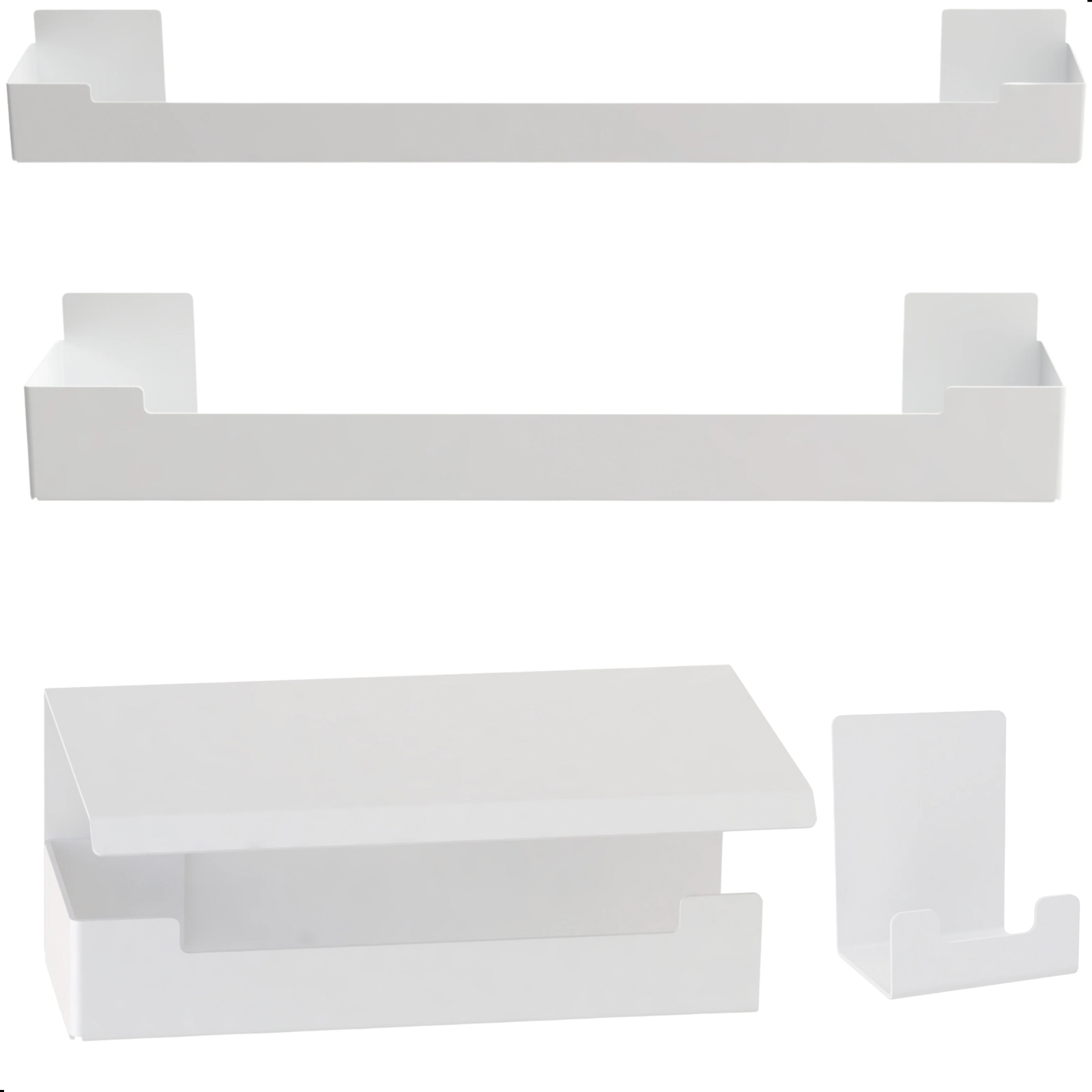 Kit De Acessórios Para Banheiro Branco Com Adesivo 4 Pcs Elg