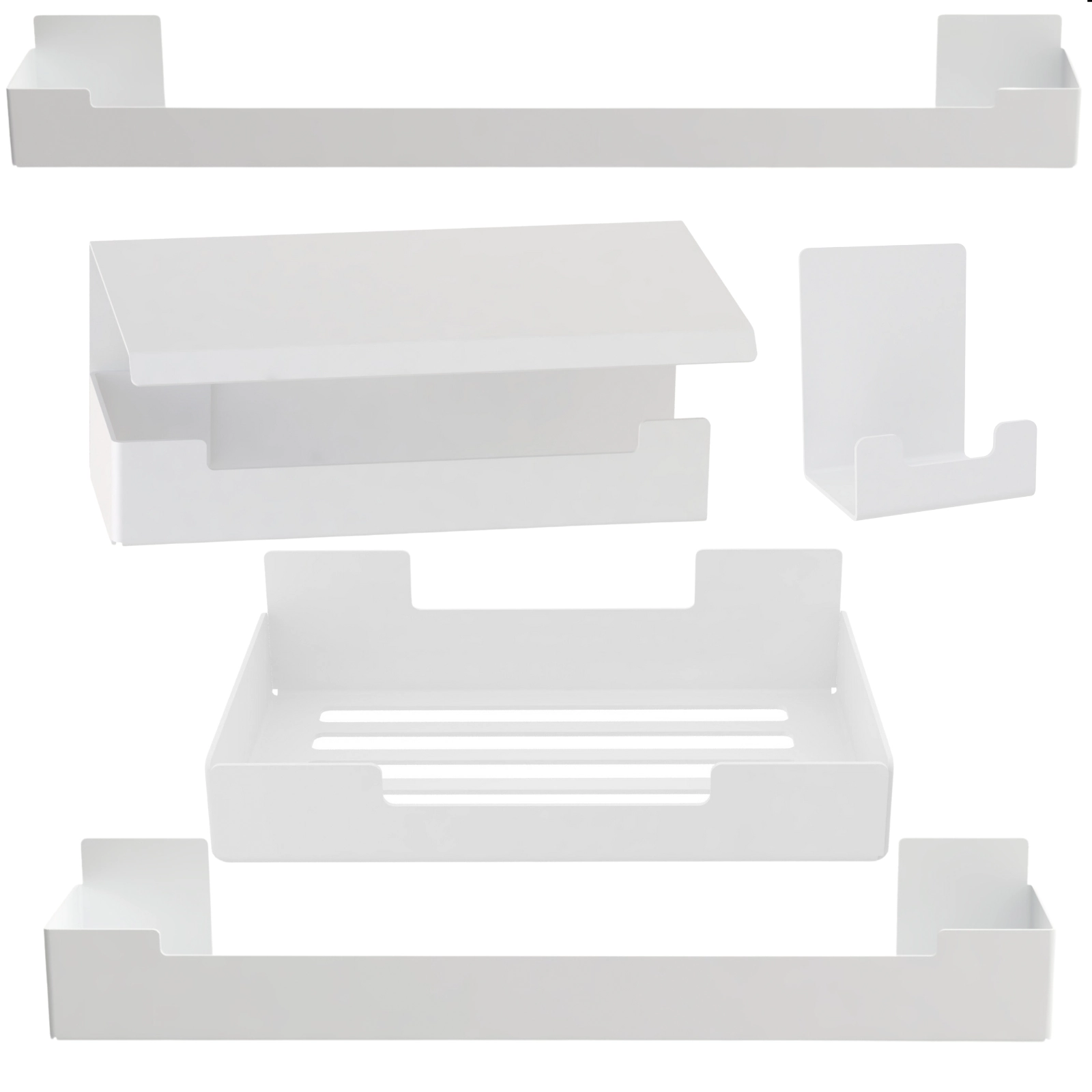 Kit De Acessórios Para Banheiro Branco Com Adesivo 5 Pcs Elg
