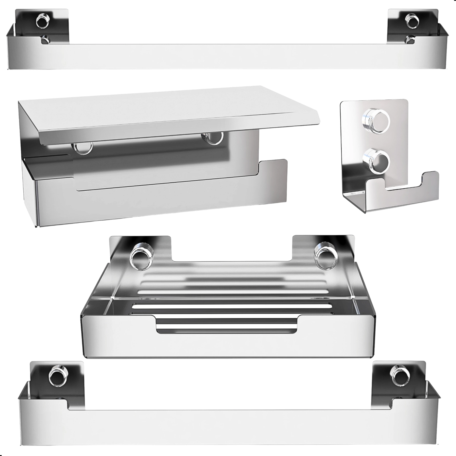 Kit De Acessórios Para Banheiro Inox 5 Peças Elg
