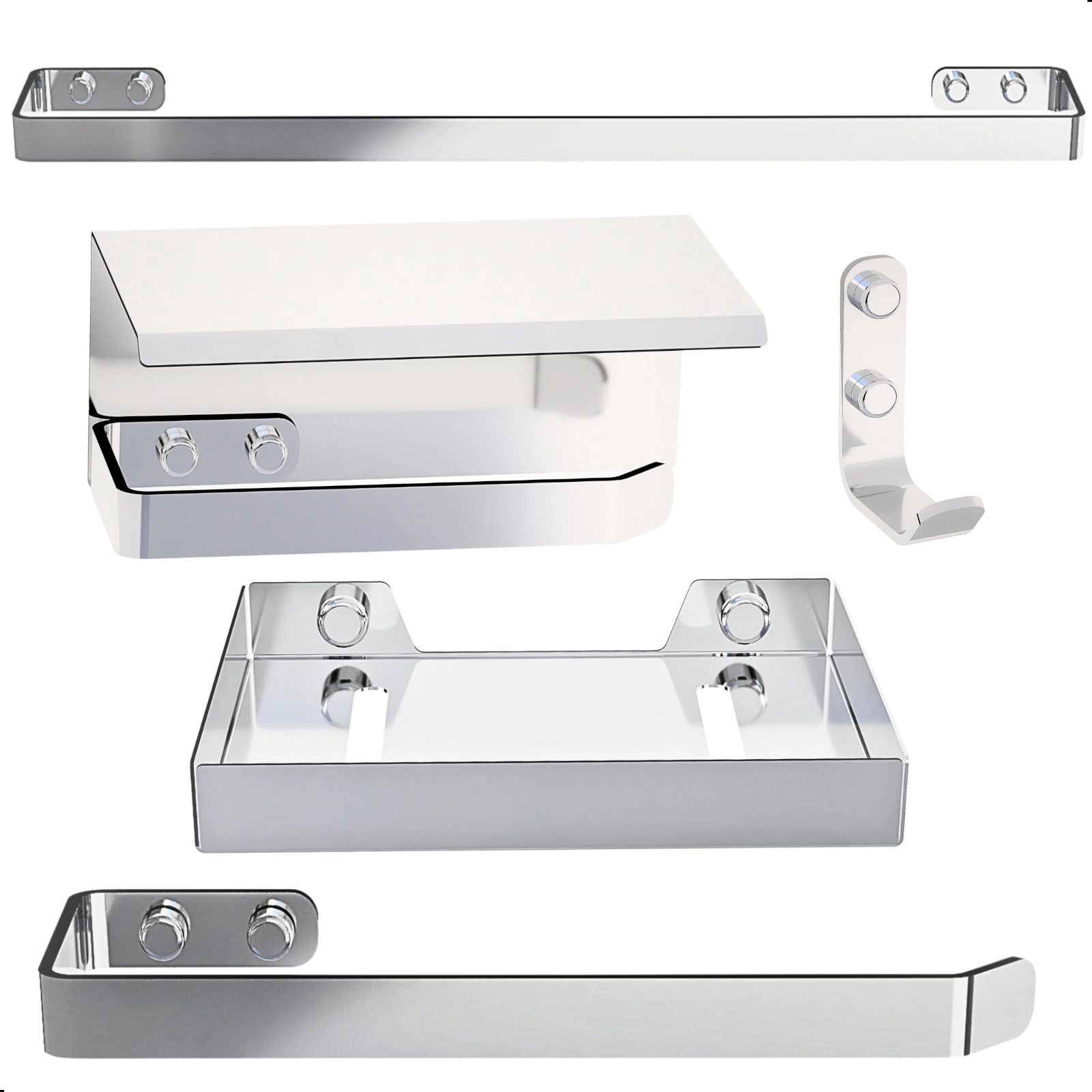 Kit De Acessórios Para Banheiro Inox E Cromado 5 Peças Max