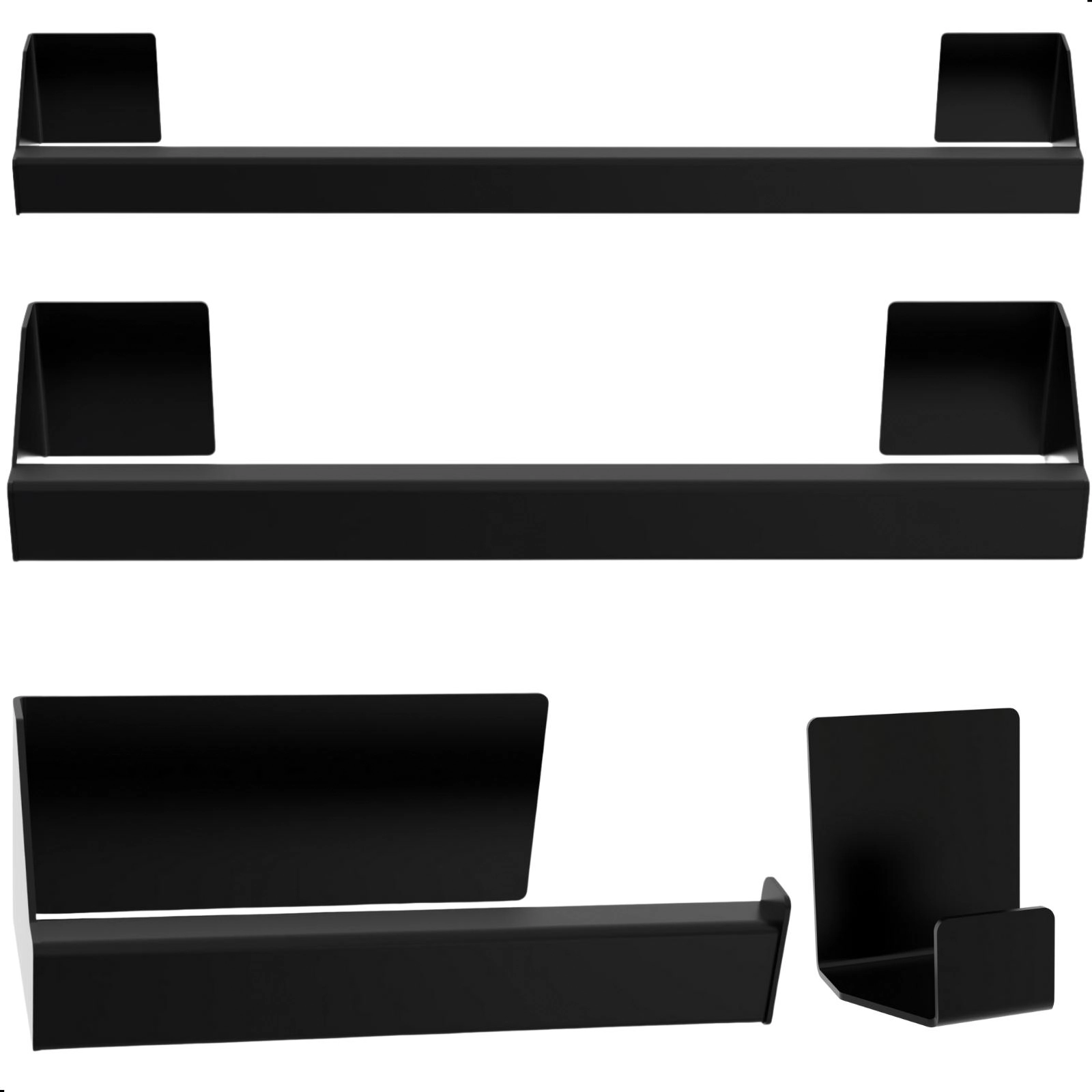 Kit De Acessórios Para Banheiro Preto 4 Peças Master Slim Df