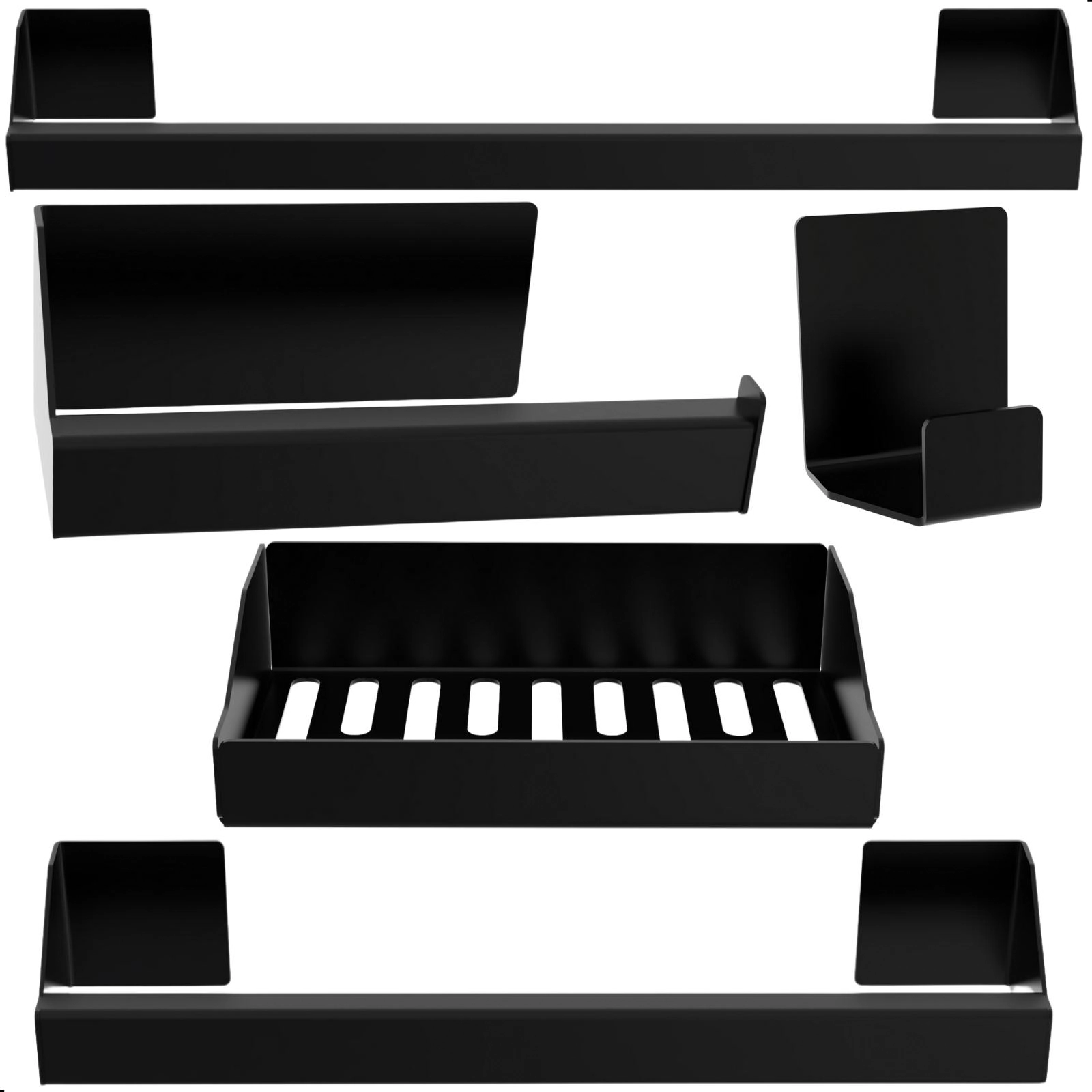 Kit De Acessórios Para Banheiro Preto 5 Peças Master Slim Df