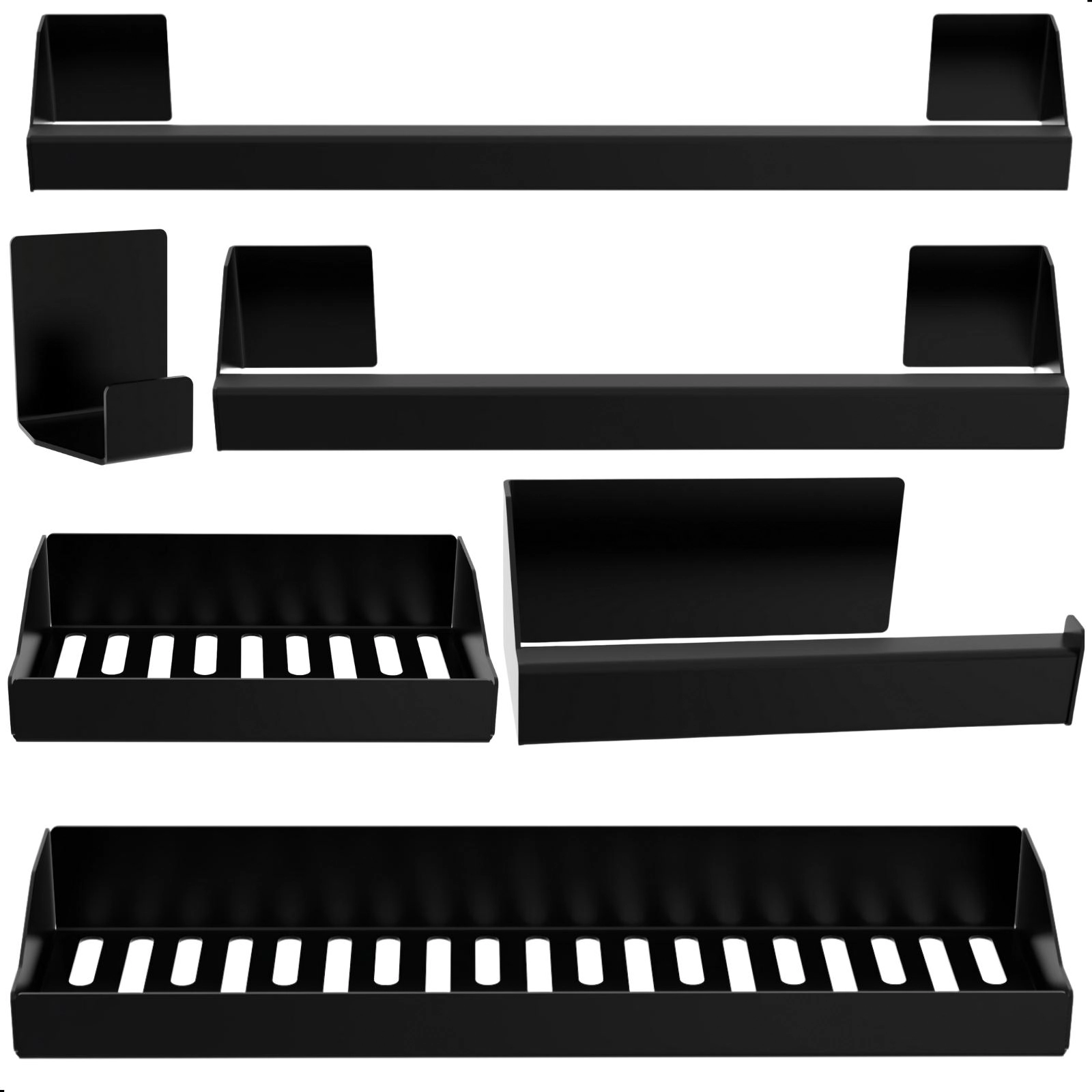 Kit De Acessórios Para Banheiro Preto 6 Peças Master Slim Df