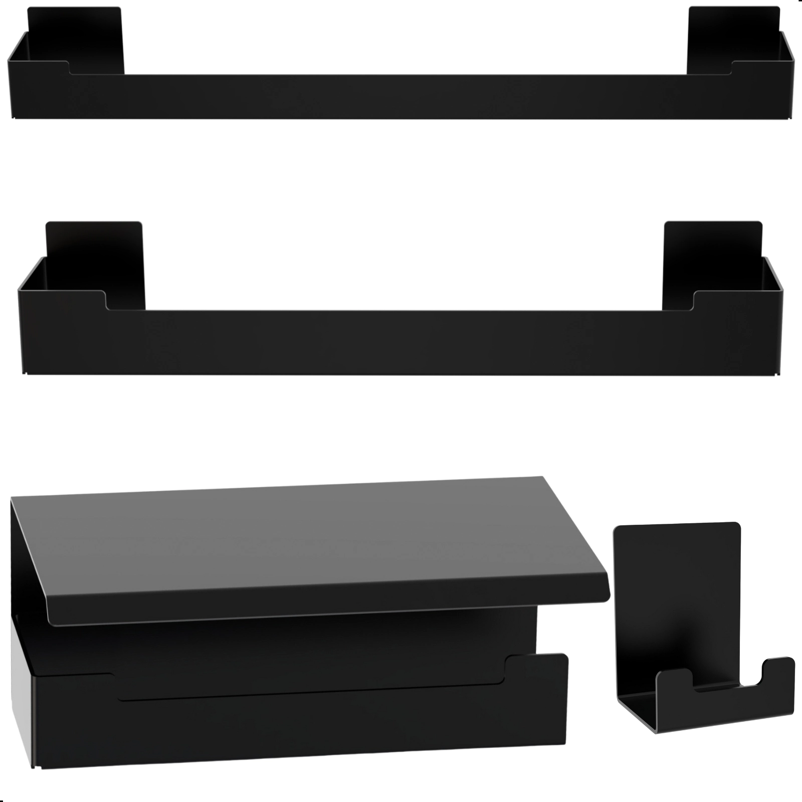 Kit De Acessórios Para Banheiro Preto Com Adesivo 4 Pcs Elg