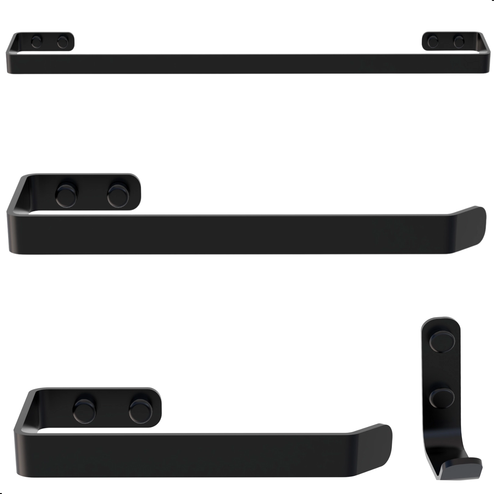 Kit De Acessórios Para Banheiro Preto Fosco 4 Peças