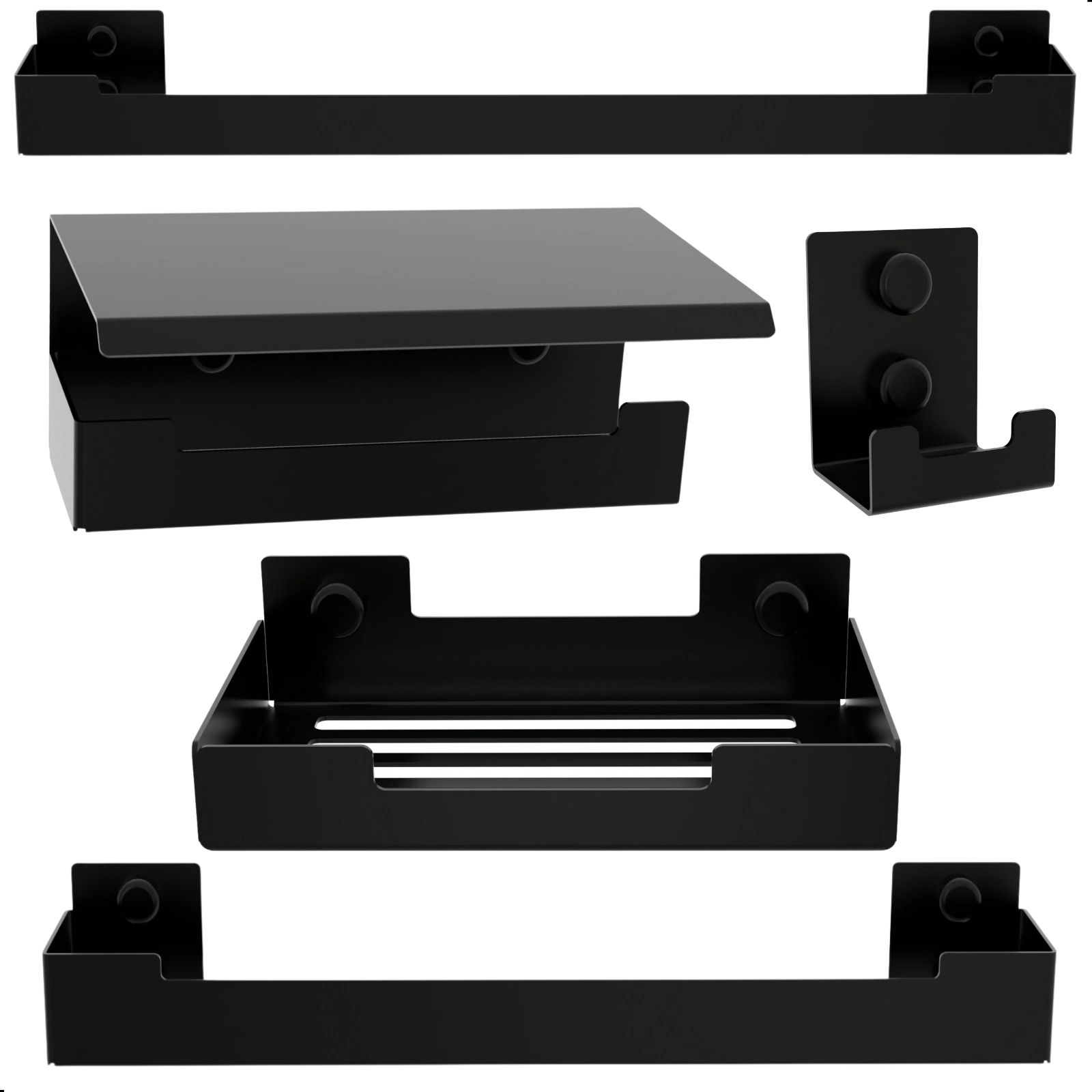 Kit De Acessórios Para Banheiro Preto Fosco 5 Peças Elg