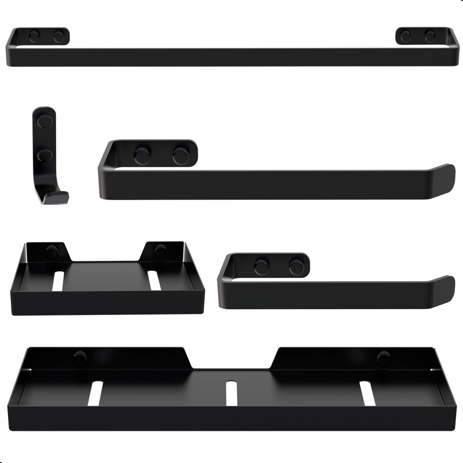 Kit De Acessórios Para Banheiro Preto Fosco 6 Peças