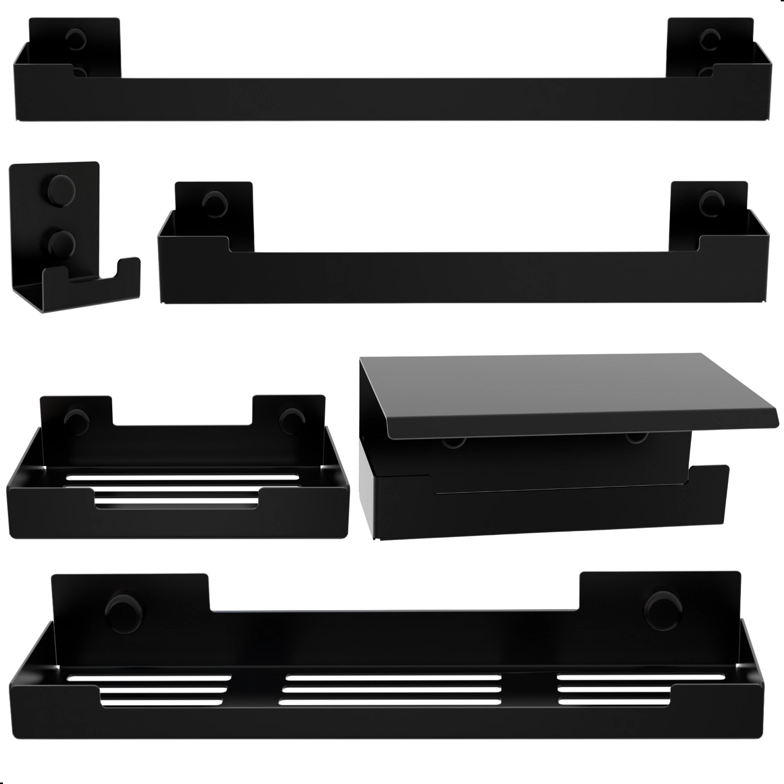 Kit De Acessórios Para Banheiro Preto Fosco 6 Peças Elg