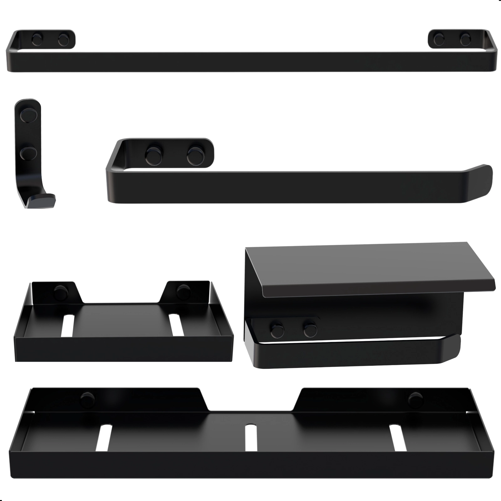 Kit De Acessórios Para Banheiro Preto Fosco 6 Peças Max