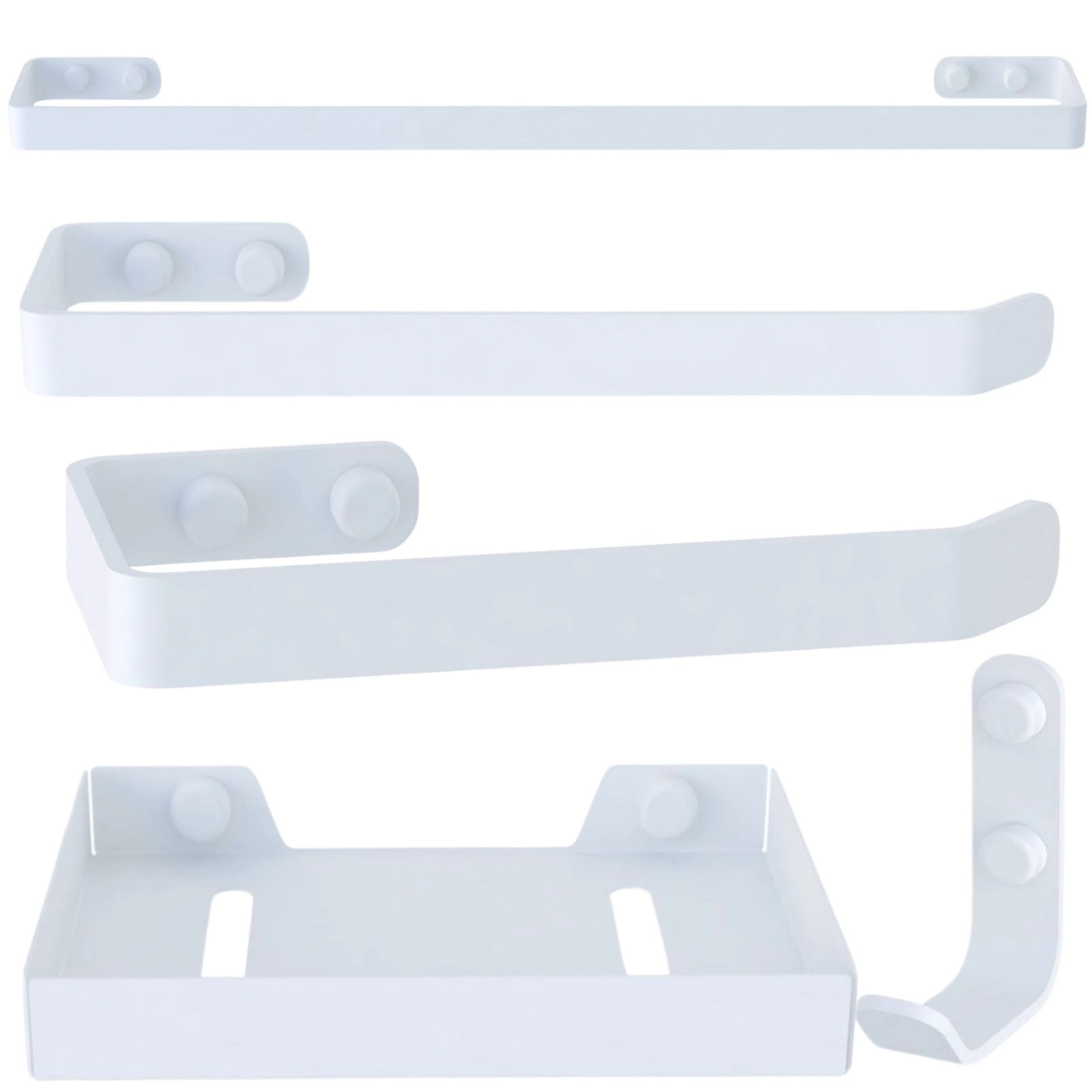 Kit De Acessórios Para Banheiro 5 Peças Branco Un.plus