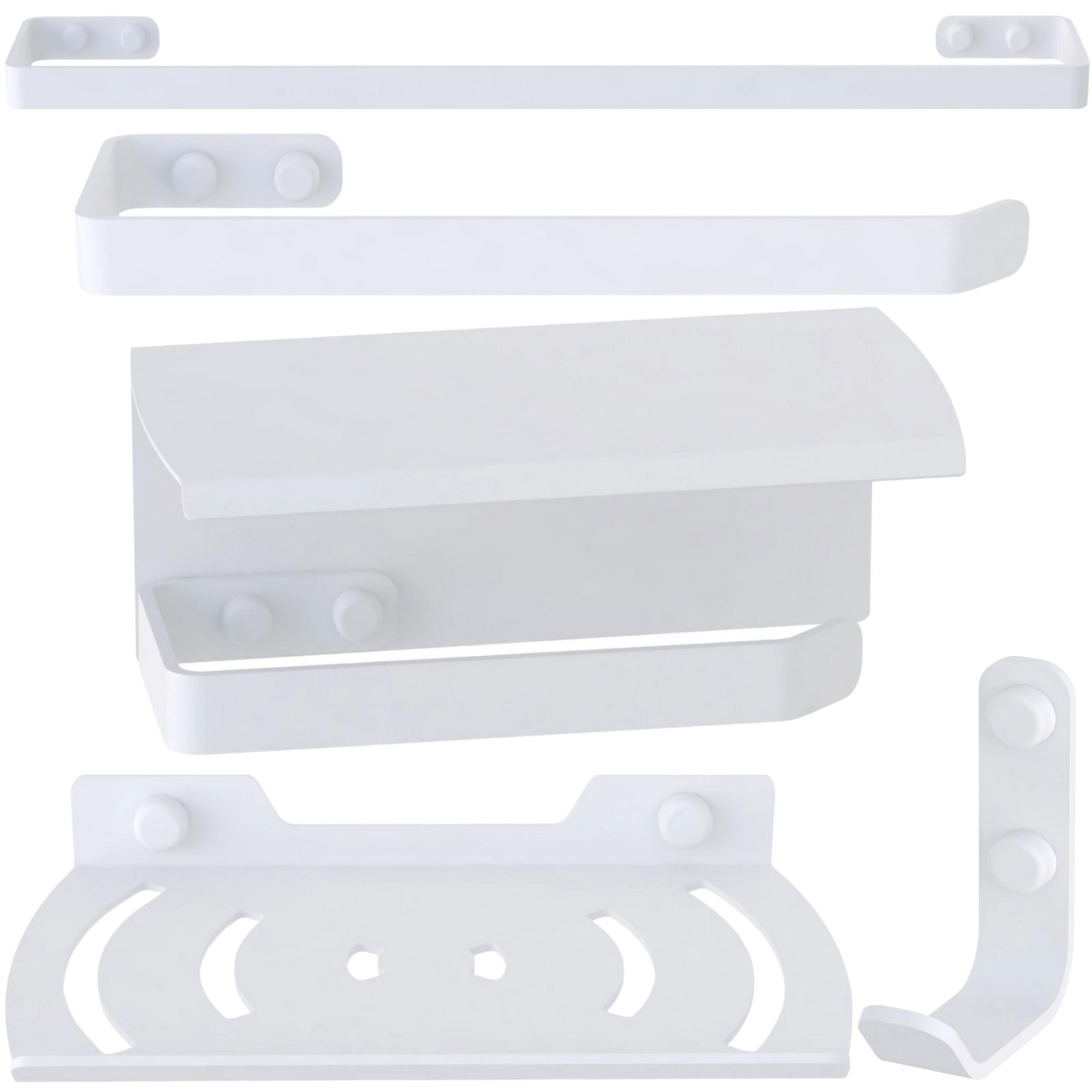 Kit De Acessórios Para Banheiro 5 Peças Branco Un.zmt