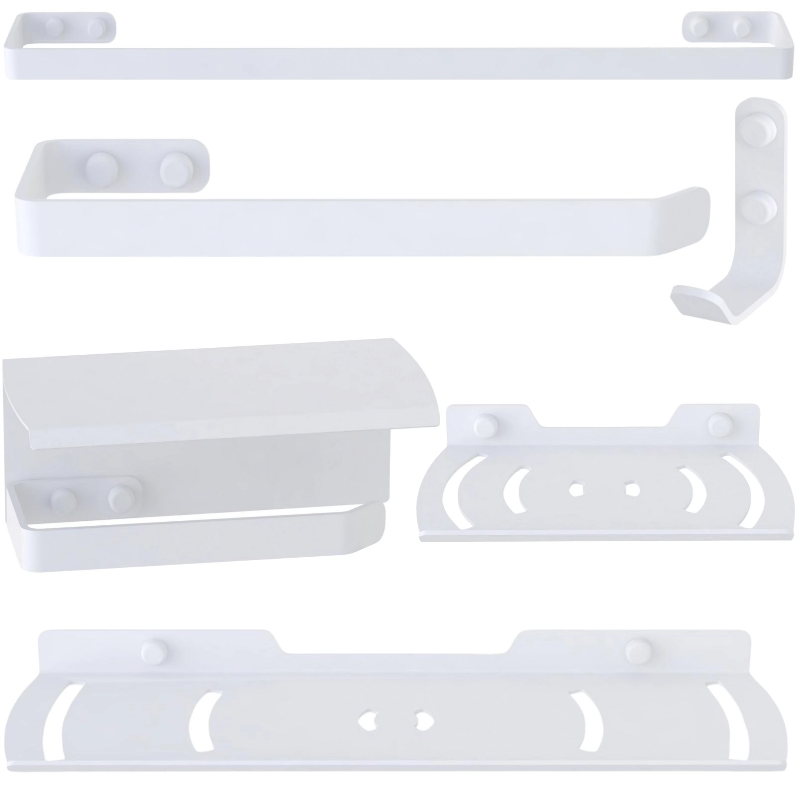 Kit De Acessórios Para Banheiro 6 Peças Branco Un.zmt