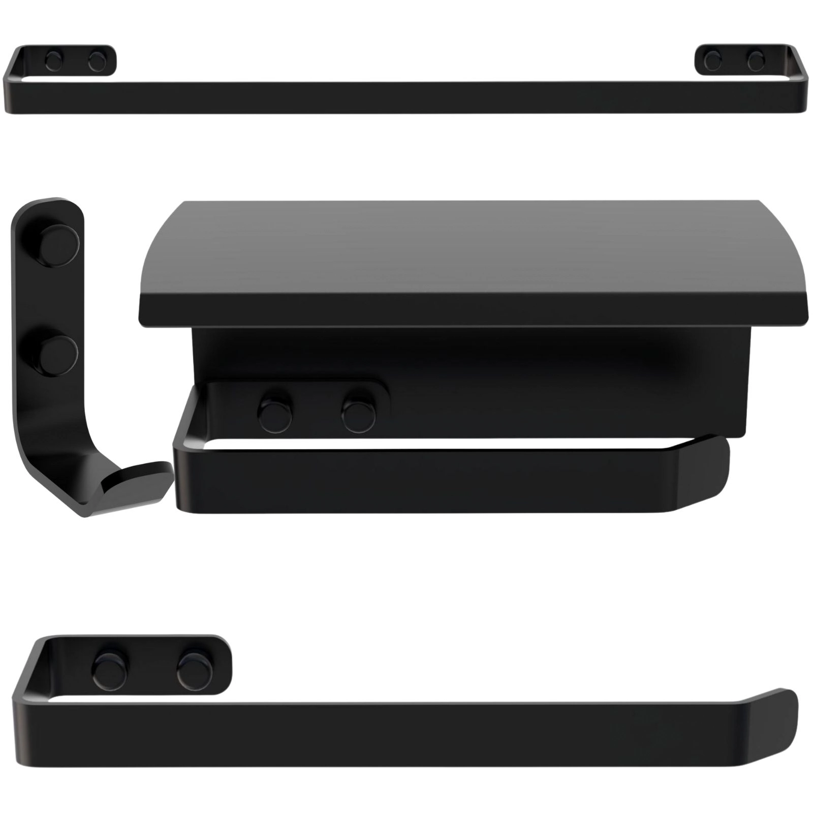Kit De Acessórios Para Banheiro 4 Peças Preto Un.zmt