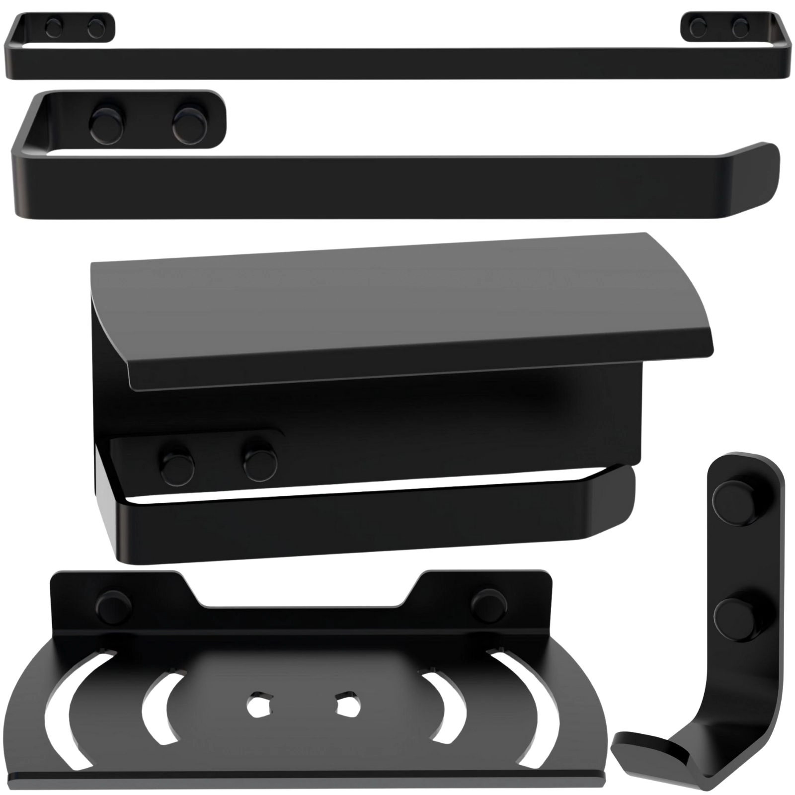 Kit De Acessórios Para Banheiro 5 Peças Preto Un.zmt