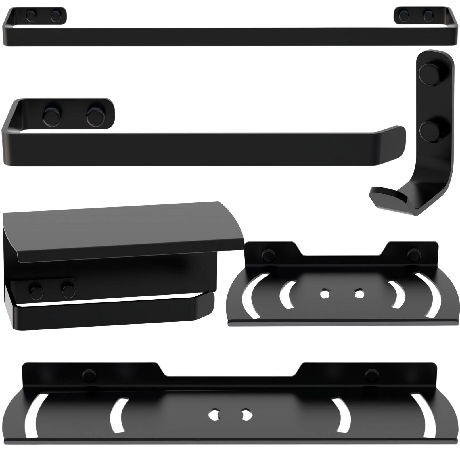 Kit De Acessórios Para Banheiro 6 Peças Preto Un.zmt