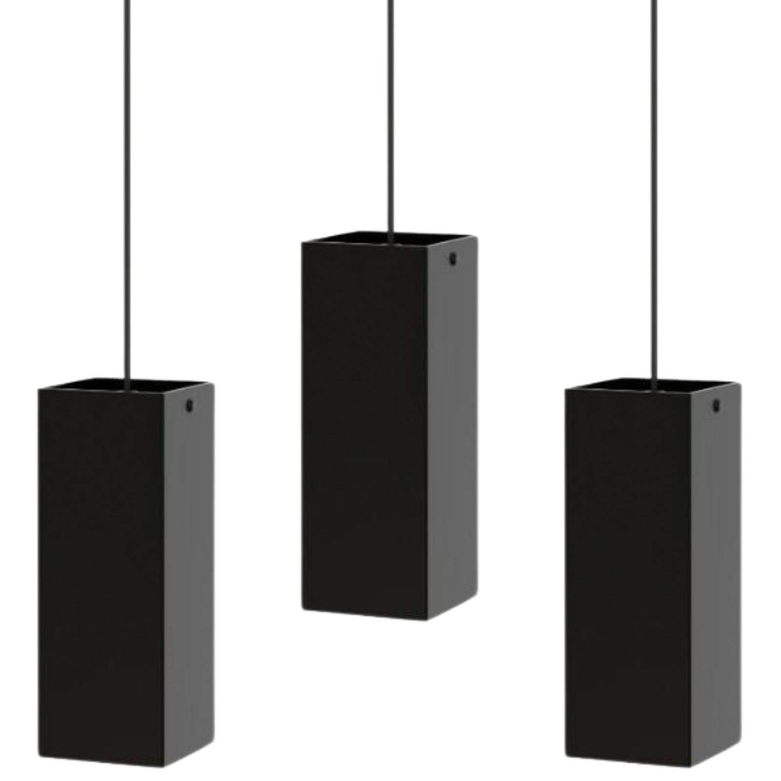 Kit 3 Pendentes Industrial Preto Quadrado Moderno U.elg