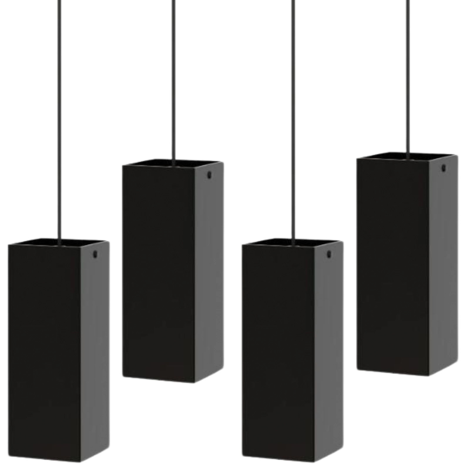 Kit 4 Pendentes Industrial Preto Quadrado Moderno U.elg