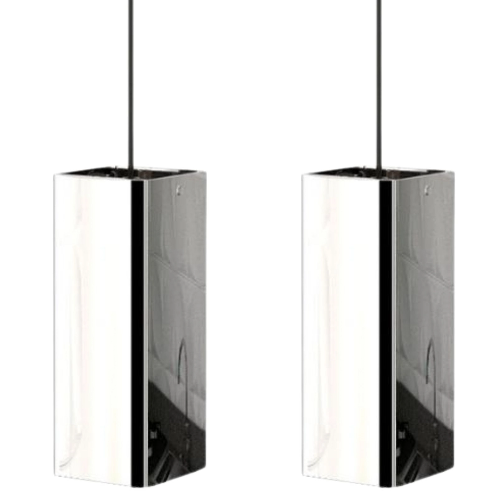 Kit 2 Pendentes Industrial Inox Quadrado Moderno U.elg