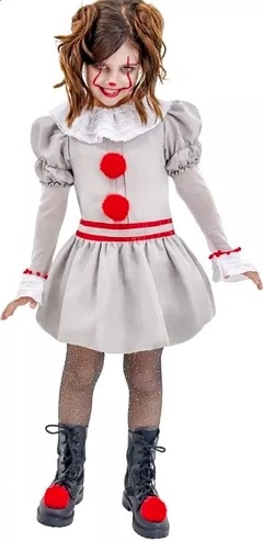 Fantasia Infantil Palhacinha Do Medo Premium M Anjo