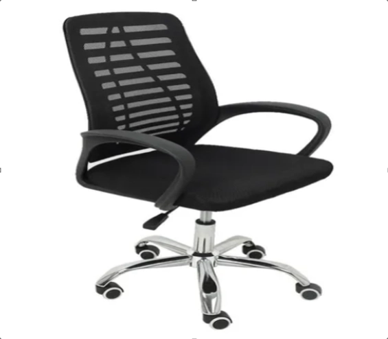 Cadeira Escritorio Ribs Tela Mesh Giratoria Preta Mb0011 Yaha