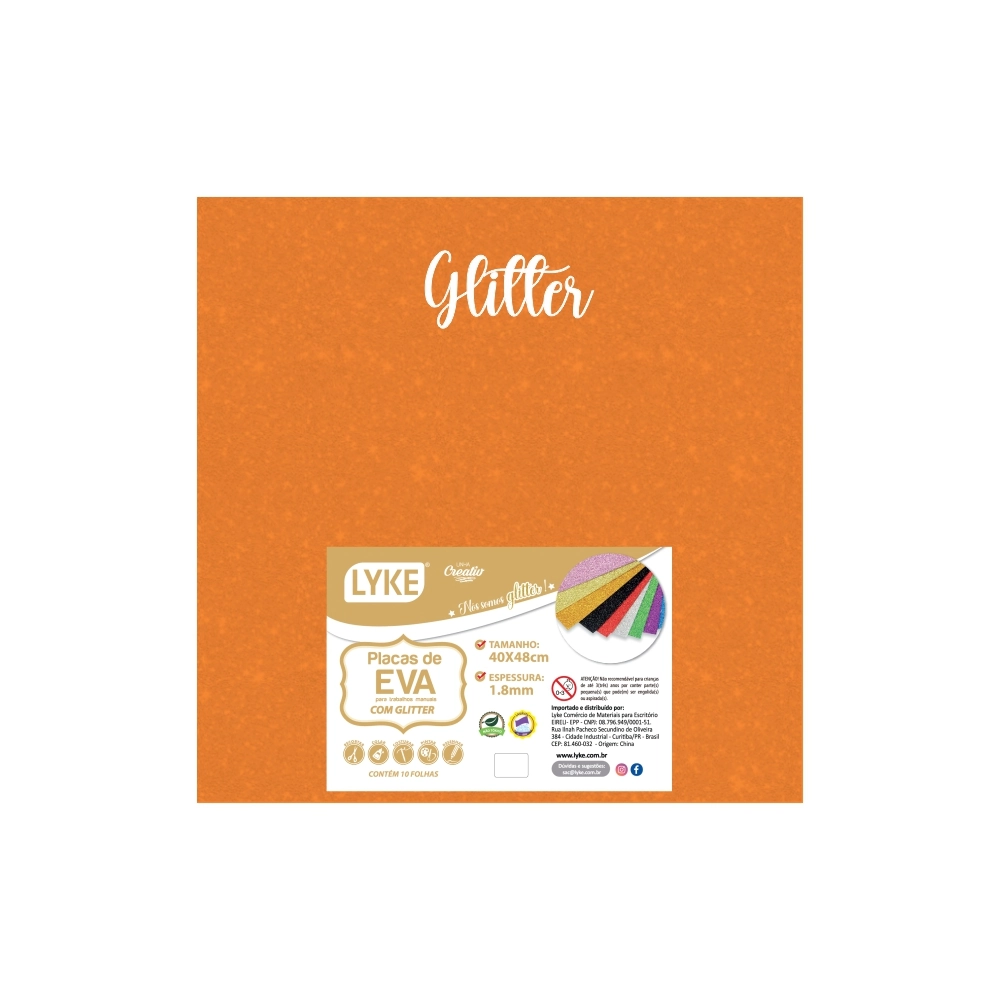 Placa Eva Glitter Laranja 40x48 1.8mm Pl0033 Mission