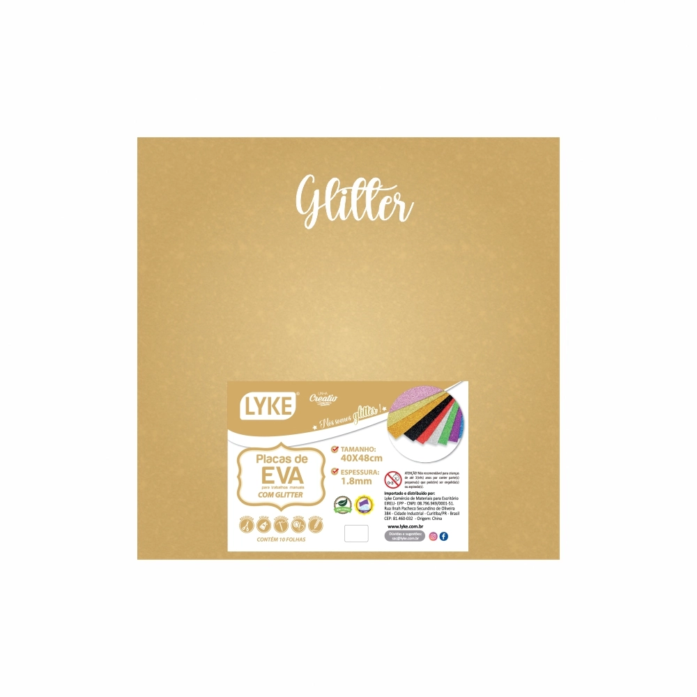 Placa Eva Glitter Ouro 40x48 1.8mm Pl0035 Mission