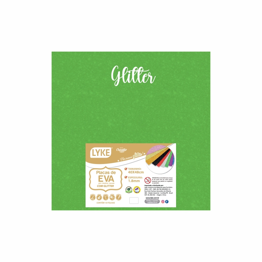 Placa Eva Glitter Verde 40x48 1.8mm Pl0036 Mission