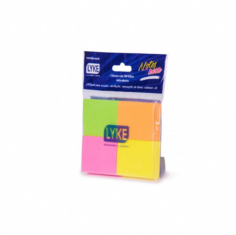 Bloco Recado Auto Adesivo Lyke Neon 38x51mm 100f 4un Pl0085 Zhejiang