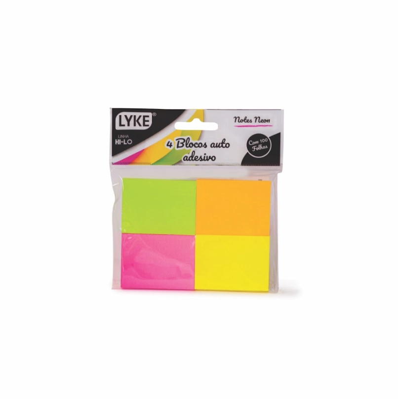 Bloco Recado Auto Adesivo Lyke Neon 38x51mm 50f 4un Pl0087 Zhejiang