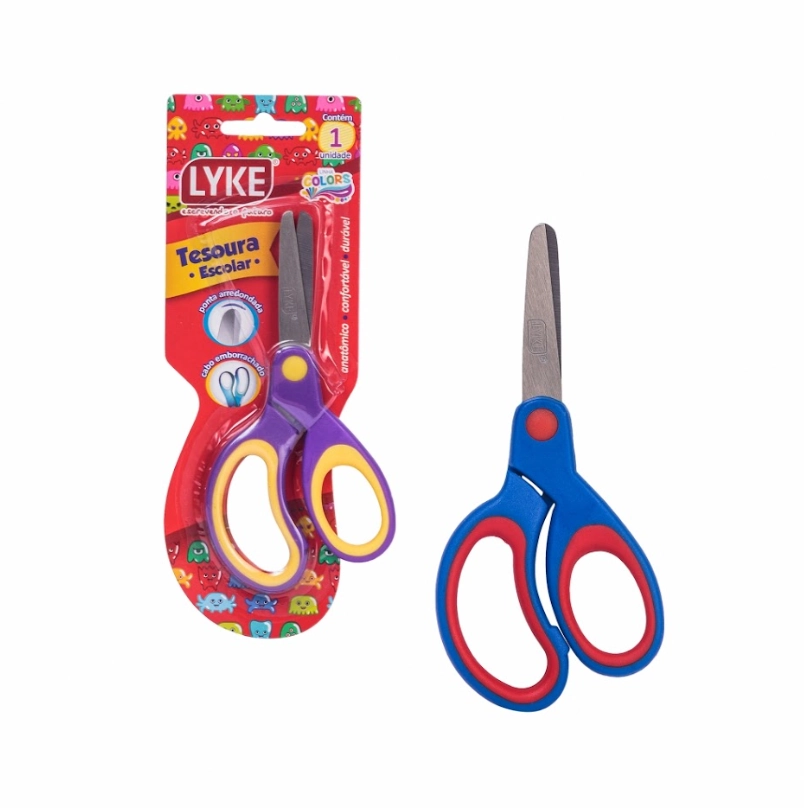 Tesoura Escolar Cabo Emborrachado Lyke 13cm Pl0103 Yangjiang
