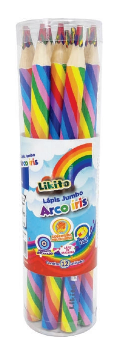 Lapis Cor Lyke Sextavado Arco Iris 12 Cores Pl0134 Shenzhen