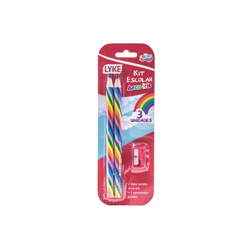 Kit Escolar Lyke Jumbo Arco Iris 3pcs Pl0135 Shenzhen