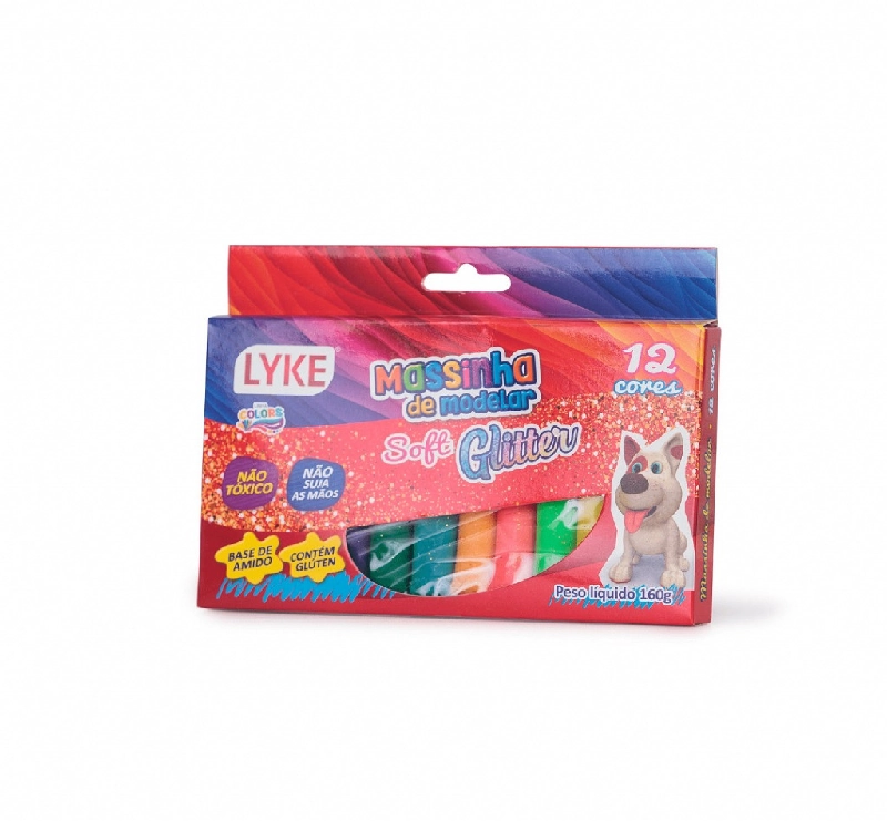 Massinha Modelar Glitter 12 Cores 160g Pl0208 Lyke