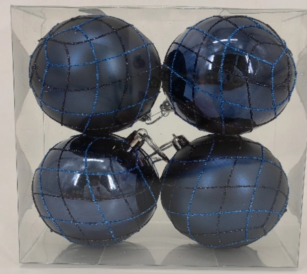 Bola Natal Decorada Azul 8cm 4un Nt0271 Ningbo Jiaxin
