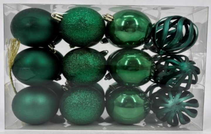 Bola Natal Mista Decorada Vazada Verde 6cm 24un Nt0293 Ningbo Jiaxin