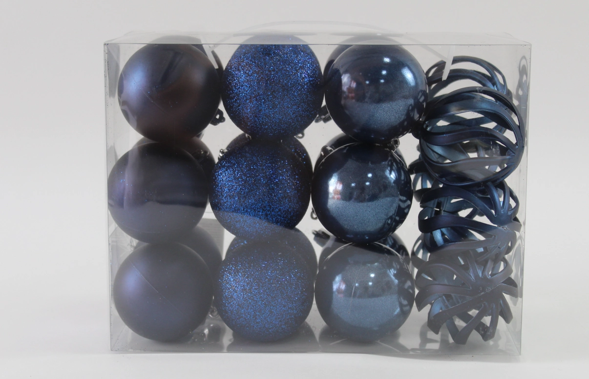 Bola Natal Mista Decorada Vazada Azul 6cm 24un Nt0294 Ningbo Jiaxin