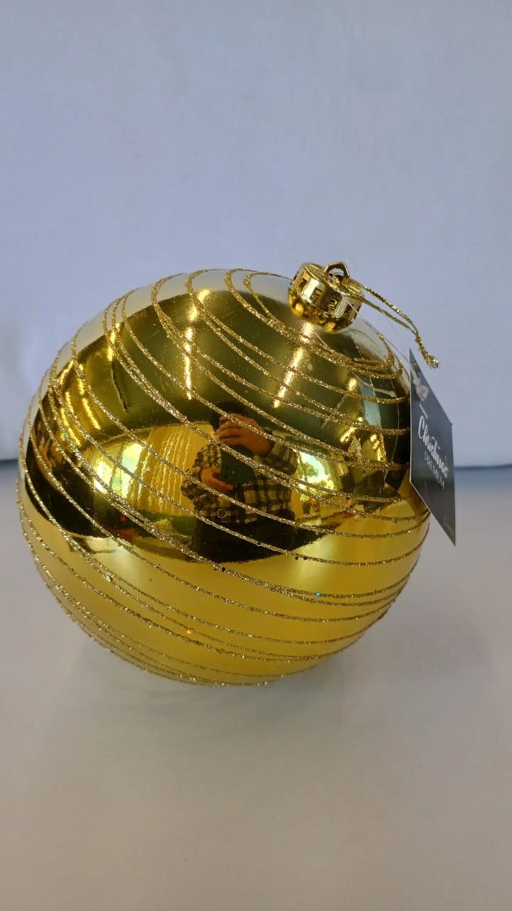 Bola Natal Decorada Glitter Dourada 15cm Nt0308 Ningbo Jiaxin
