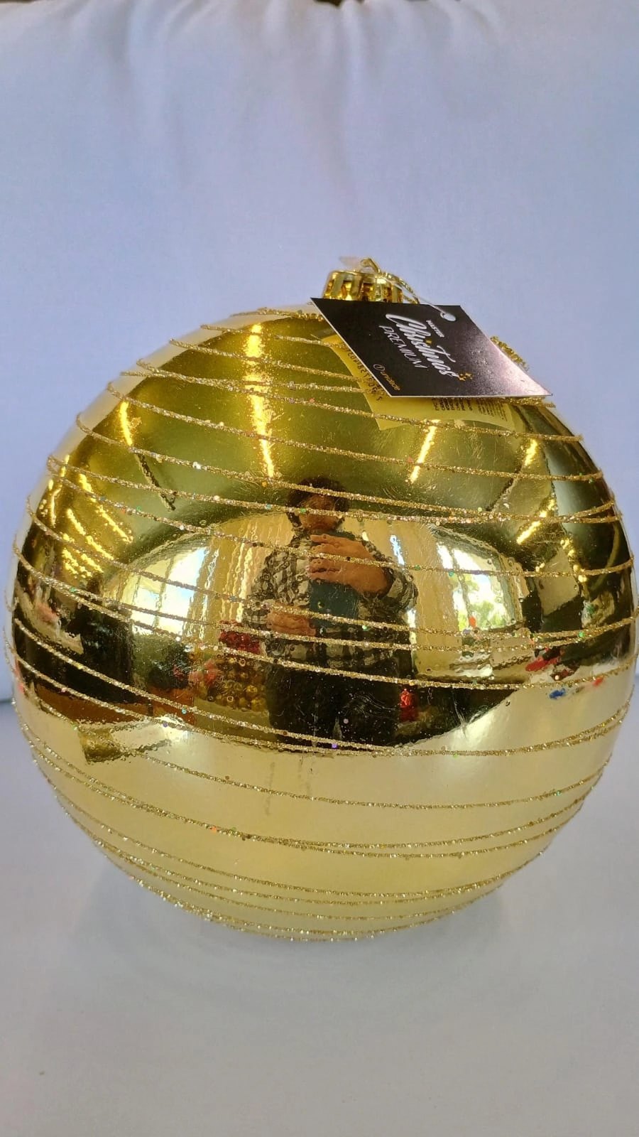 Bola Natal Decorada Glitter Dourada 20cm Nt0310 Ningbo Jiaxin