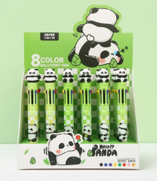 Caneta Esferografica Gel Sofun Panda 8 Cores Pl0352 Zhejiang New