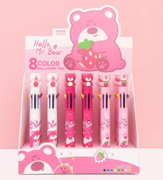 Caneta Esferografica Gel Sofun Urso 8 Cores Pl0353 Zhejiang New